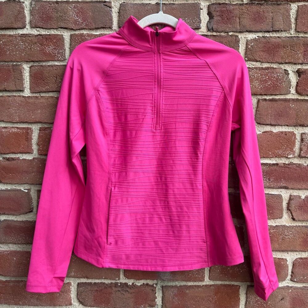 Tommy Bahama $148 Everyday Active textured 1/4 Zip Top UPF 50 pink S NEW